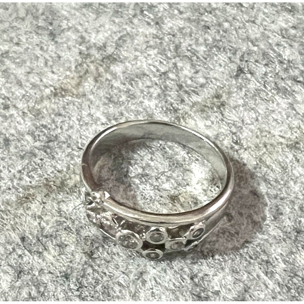 Sterling silver white stone wedding ring size 9.5"